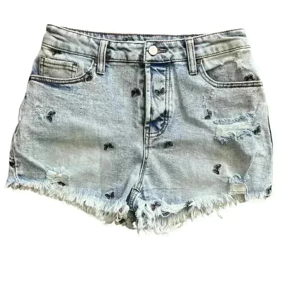 Tinseltown Jean Shorts Women's Size 7 Butterfly Distressed Denim